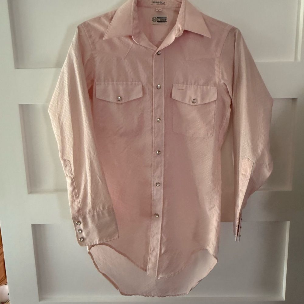 Stetson Men's Pink Western Shirt size small snap button up